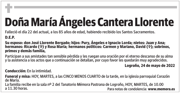Doña  María  Ángeles  Cantera  Llorente