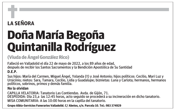 Doña María Begoña Quintanilla Rodríguez