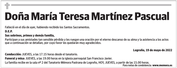 Doña  María  Teresa  Martínez  Pascual