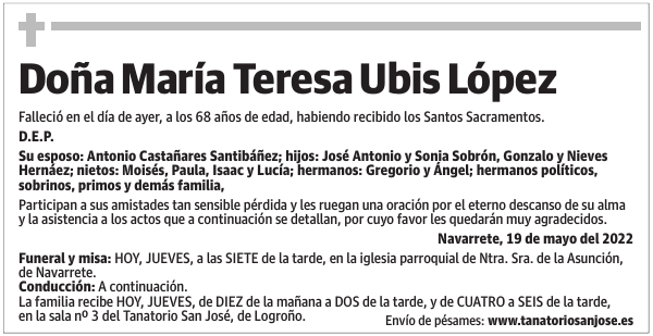 Doña  María  Teresa  Ubis  López