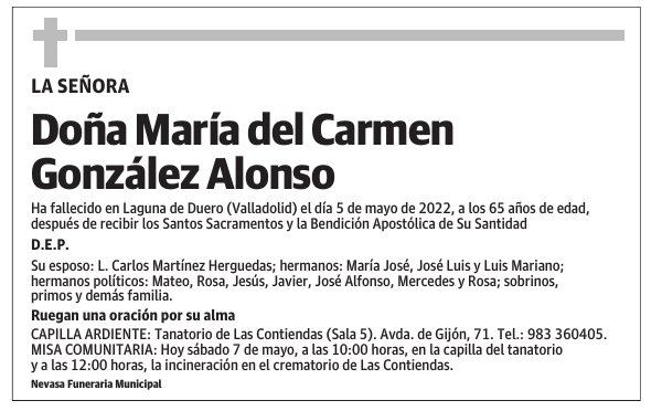 Doña María del Carmen González Alonso