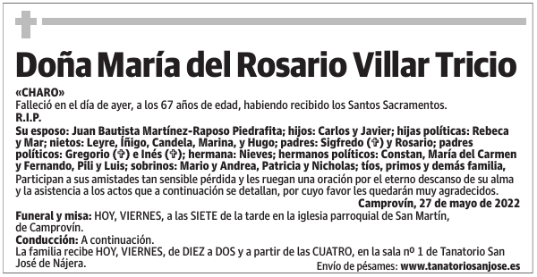 Doña  María  del  Rosario  Villar  Tricio