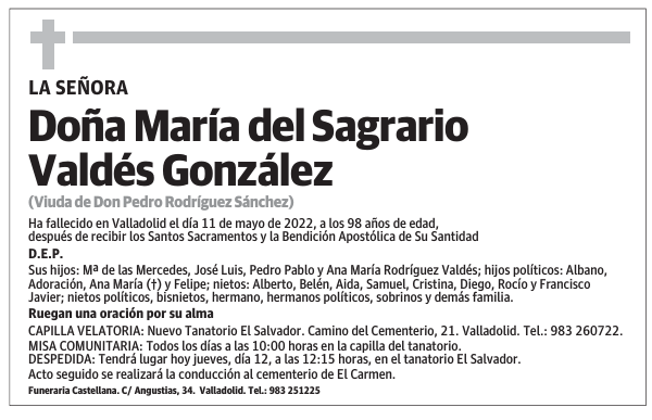 Doña María del Sagrario Valdés González