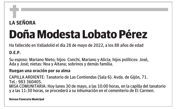 Doña Modesta Lobato Pérez