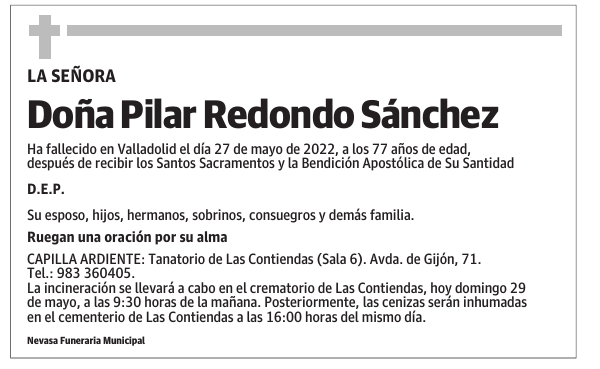 Doña Pilar Redondo Sánchez