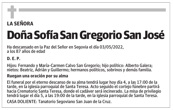 Doña Sofía San Gregorio San José