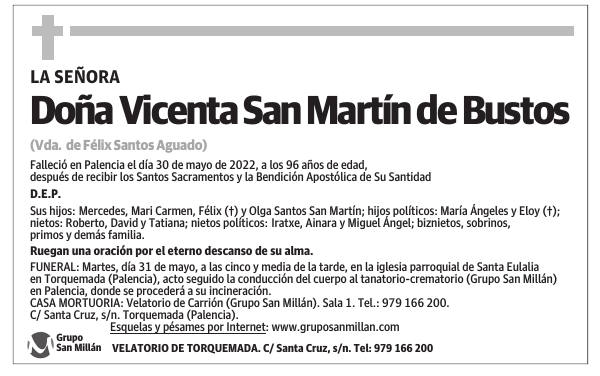 Doña Vicenta San Martín de Bustos