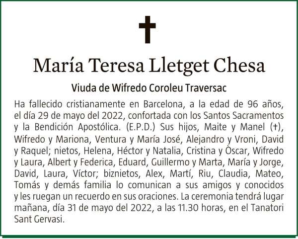 MARÍA  TERESA  LLETGET  CHESA