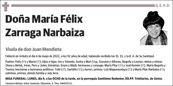 María Félix Zarraga Narbaiza