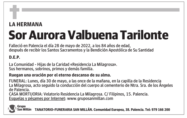 Sor Aurora Valbuena Tarilonte