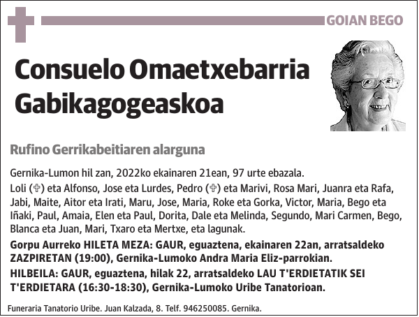 Consuelo Omaetxebarria Gabikagogeaskoa