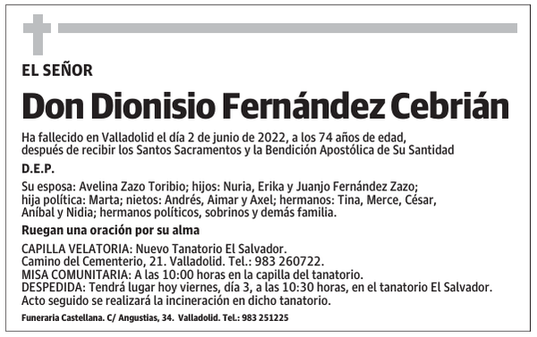 Don Dionisio Fernández Cebrián