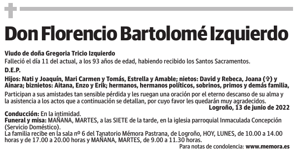 Don  Florencio  Bartolomé  Izquierdo