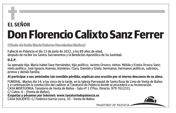 Don Florencio Calixto Sanz Ferrer