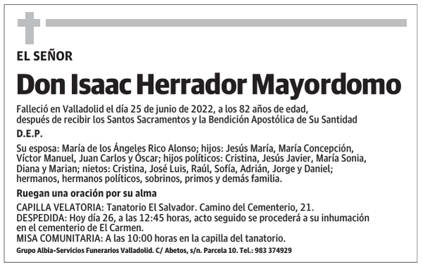 Don Isaac Herrador Mayordomo
