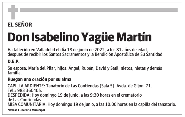 Don Isabelino Yagüe Martín
