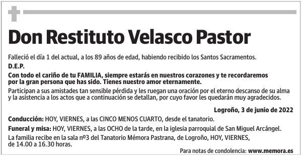 Don  Restituto  Velasco  Pastor