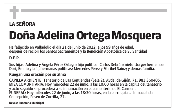 Doña Adelina Ortega Mosquera
