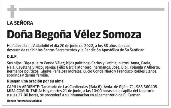 Doña Begoña Vélez Somoza