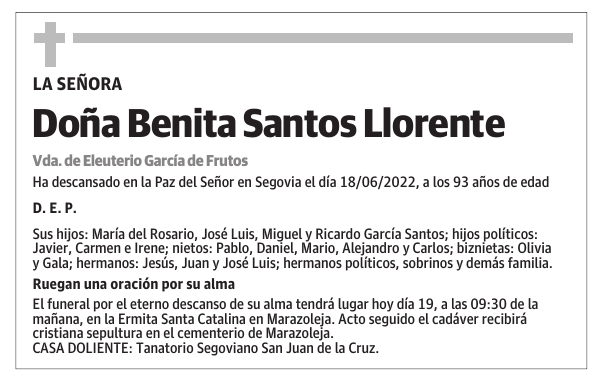 Doña Benita Santos Llorente