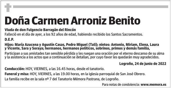 Doña  Carmen  Arroniz  Benito