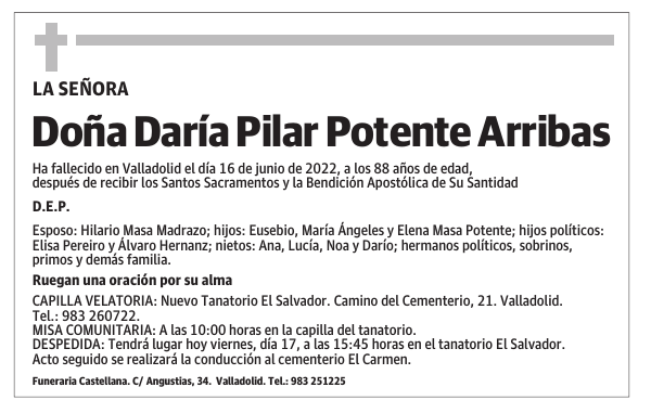 Doña Daría Pilar Potente Arribas