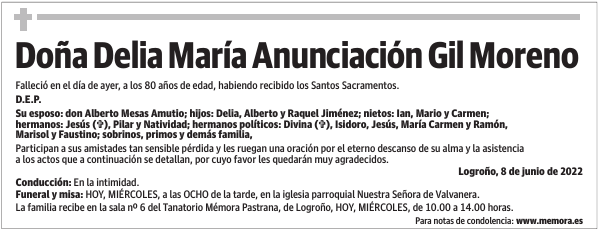 Doña  Delia  María  Anunciación  Gil  Moreno