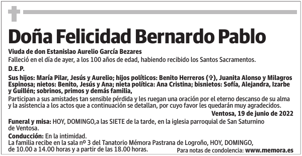 Doña  Felicidad  Bernardo  Pablo