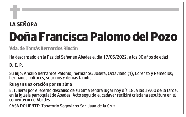 Doña Francisca Palomo del Pozo