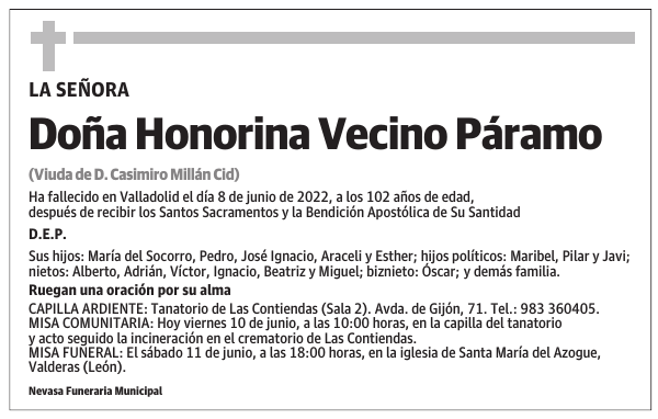 Doña Honorina Vecino Páramo