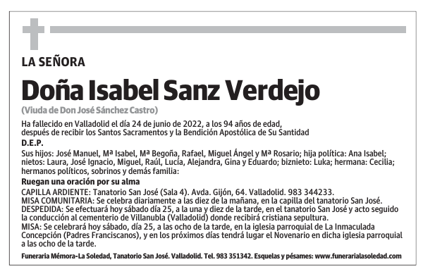 Doña Isabel Sanz Verdejo
