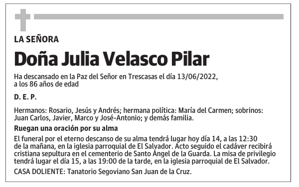 Doña Julia Velasco Pilar