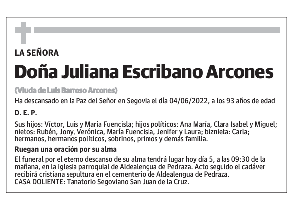 Doña Juliana Escribano Arcones