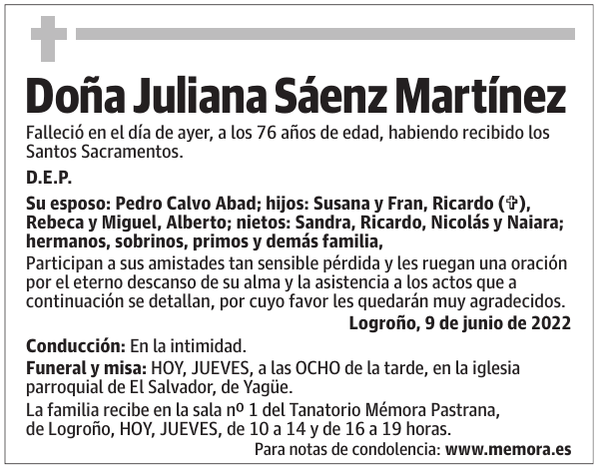 Doña  Juliana  Sáenz  Martínez