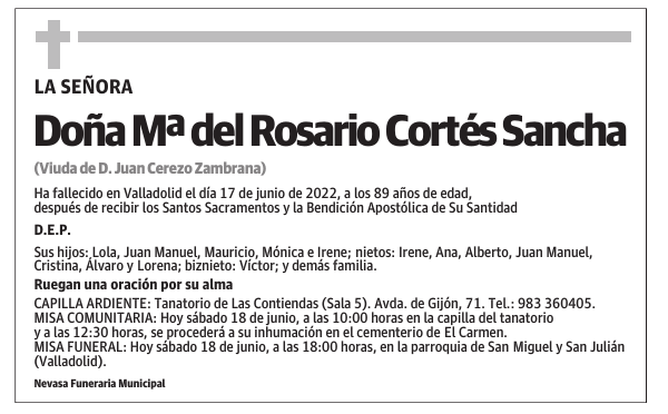 Doña Mª del Rosario Cortés Sancha