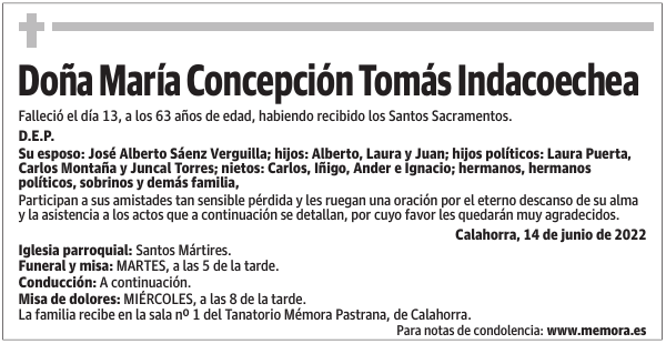 Doña  María  Concepción  Tomás  Indacoechea