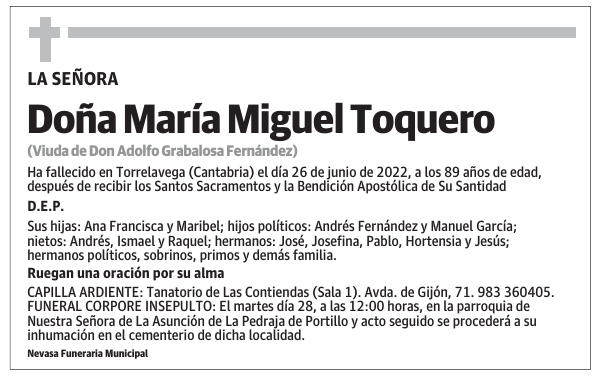 Doña María Miguel Toquero