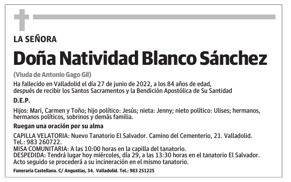 Doña Natividad Blanco Sánchez