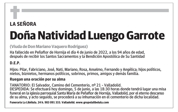 Doña Natividad Luengo Garrote