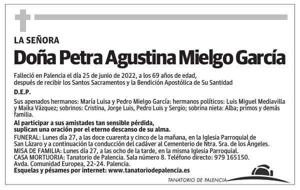 Doña Petra Agustina Mielgo García