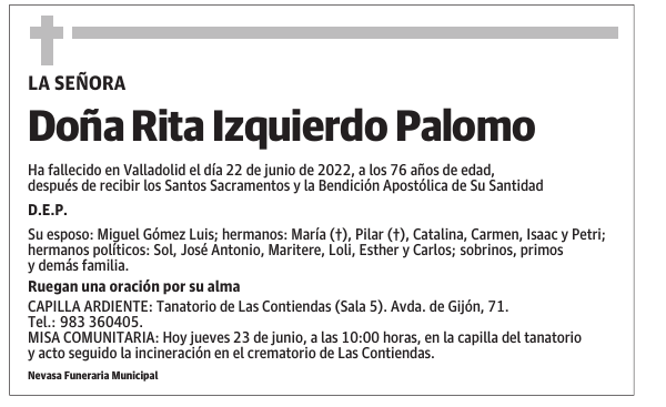 Doña Rita Izquierdo Palomo