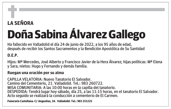 Doña Sabina Álvarez Gallego