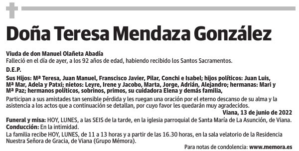 Doña  Teresa  Mendaza  González