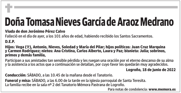 Doña  Tomasa  Nieves  García  de  Araoz  Medrano