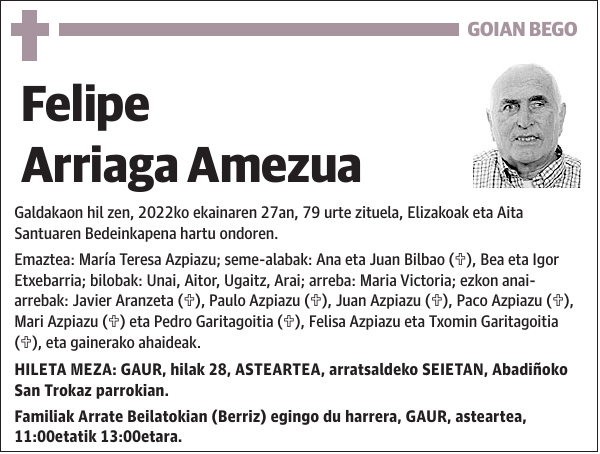 Felipe Arriaga Amezua Galdakaon