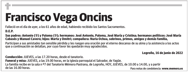 Francisco  Vega  Oncins