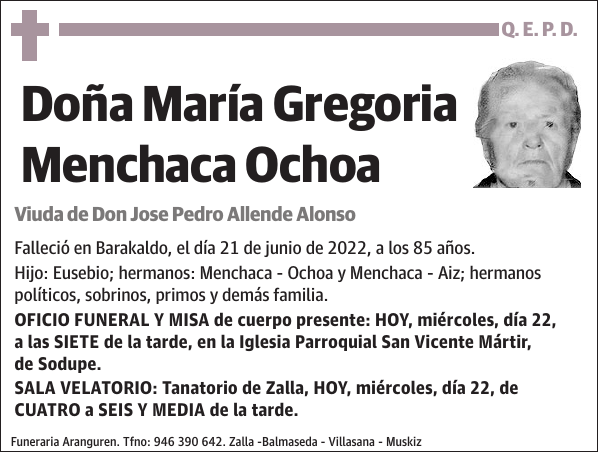 María Gregoria Menchaca Ochoa