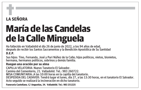 María de las Candelas de la Calle Minguela