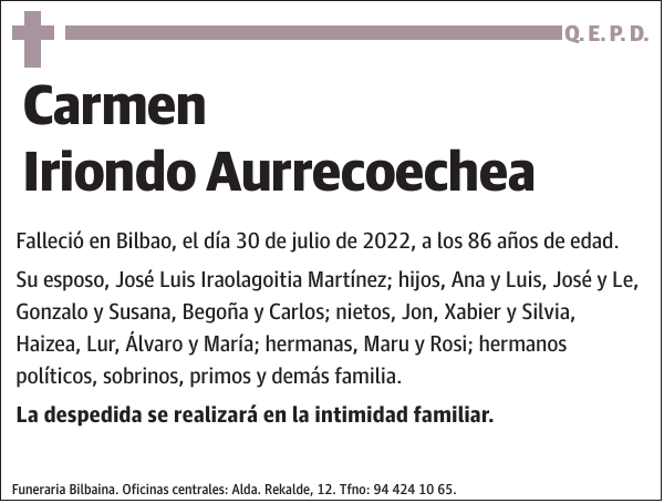 Carmen Iriondo Aurrecoechea
