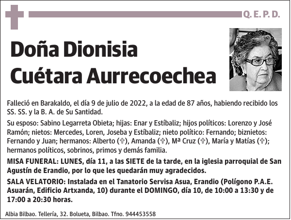Dionisia Cuétara Aurrecoechea